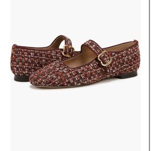 Sam Edelman Tweed Mary Jane Flats in Burgundy Multi